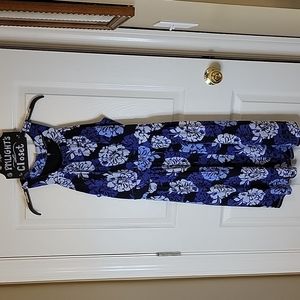 Banana Republic Dress 14 Blue Black Floral Sleeveless